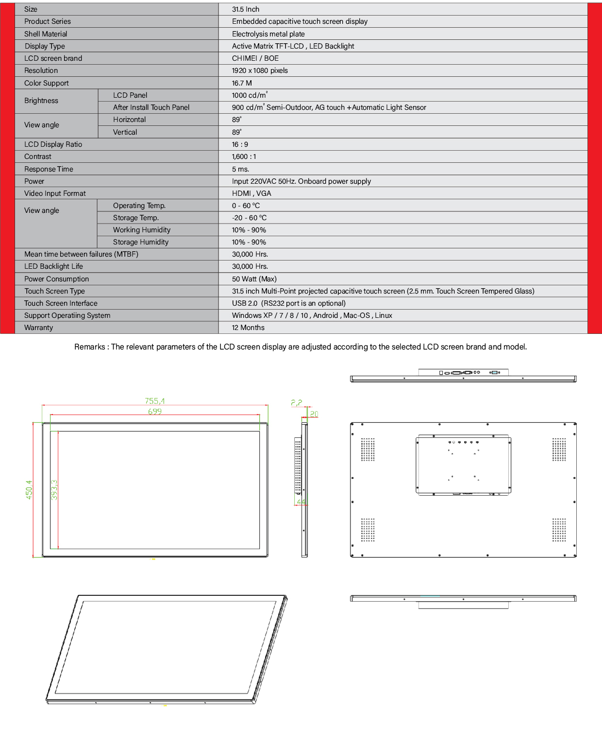 TOUCH SCREEN DISPLAY