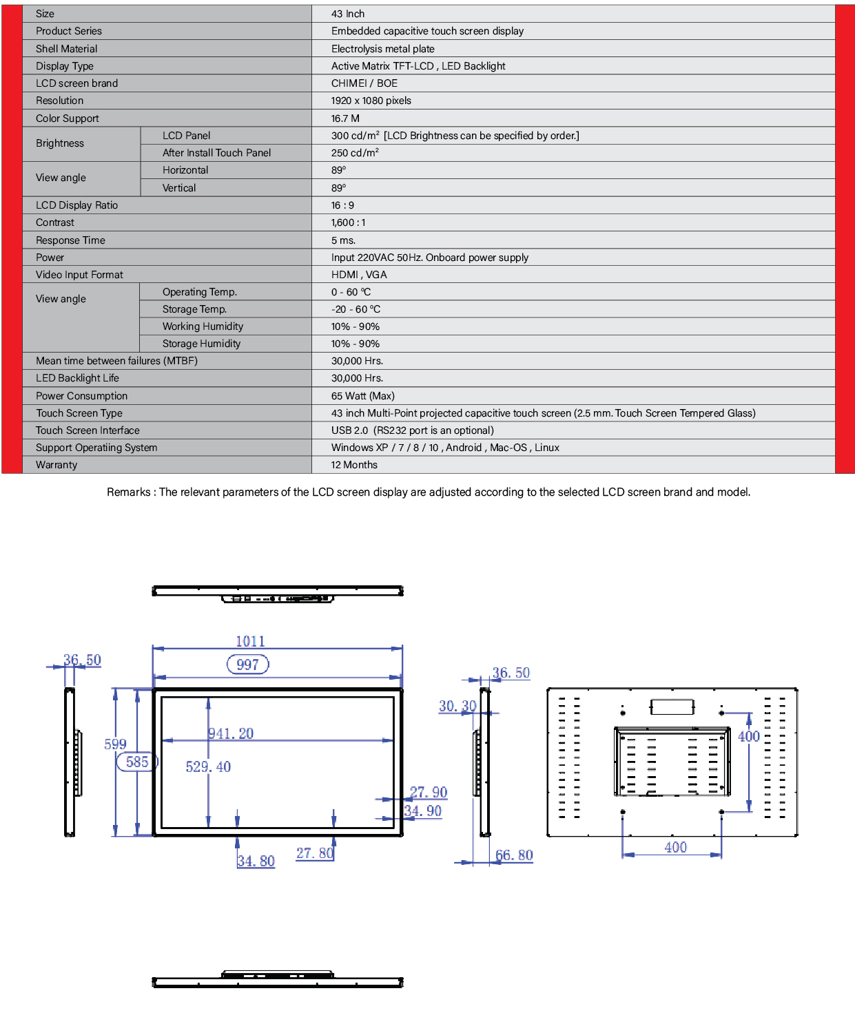 TOUCH SCREEN DISPLAY