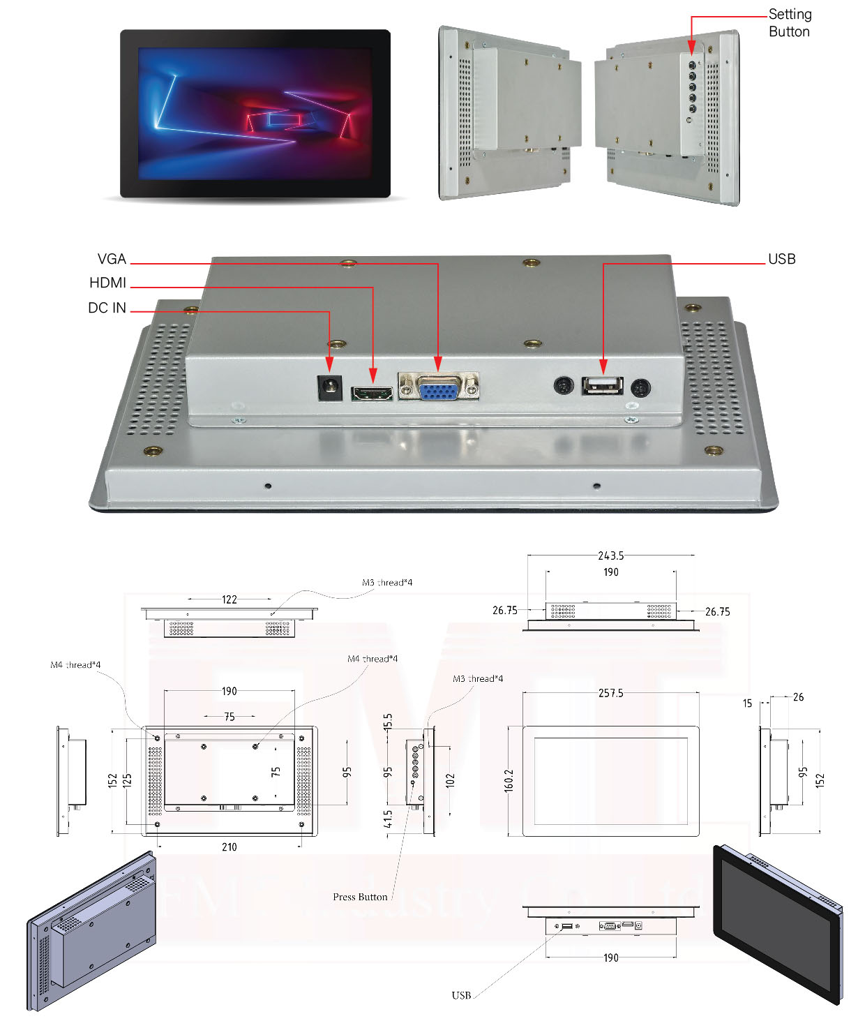 FM-101D9B TOUCH SCREEN DISPLAY